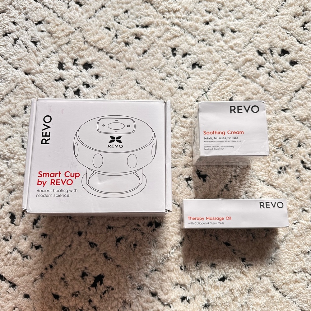 REVO Wellness Therapy Bundle – Smart Cup + Soothing Cream + Massage Oil NWT!